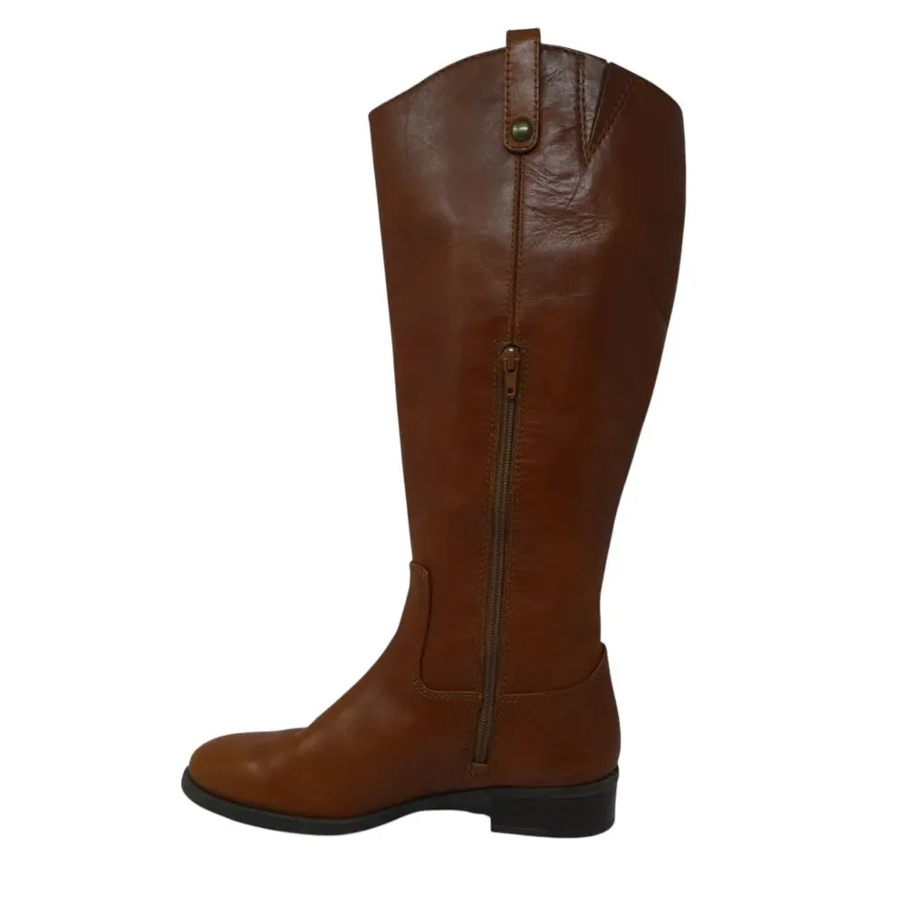INC International Concepts Fawne Brown Leather Wide Calf Tall Riding Boots